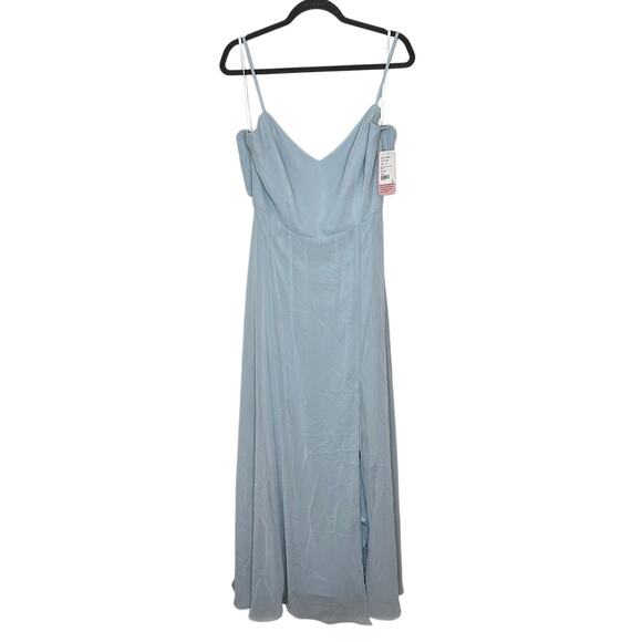 After Six NWT Light Blue Tie-Back Cutout Maxi Dress Side Slit Formal Sexy 16 - Picture 3 of 8